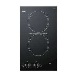 SUMMIT - 12" Wide 230V 2-Burner Radiant Cooktop - Black