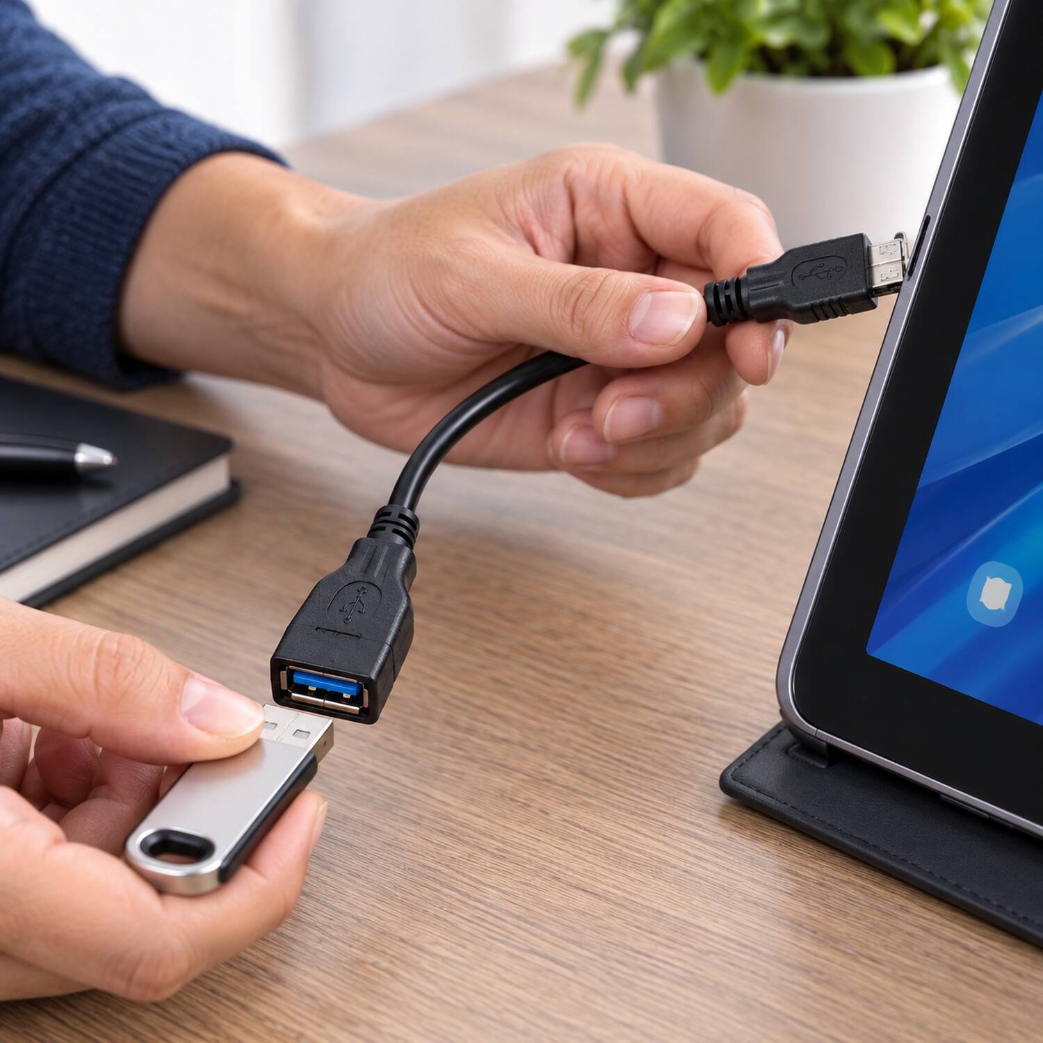 Back. Sanoxy - Micro USB 3.0 OTG to USB Female Adapter Cable High Speed - Black.