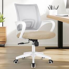 Neo Chair - Office Desk Computer Chair Ergonomic Mesh Gaming Mid Back Seat with Comfy Lumbar Support Adjustable Height Swivel - Beige