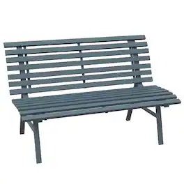 Outsunny - 48.5" Garden Bench, Outdoor Patio Bench, Lightweight Aluminum Park Bench with Slatted Seat for Lawn, Park, Deck - Blue