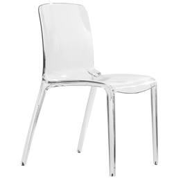 LeisureMod - Murray Modern Stackable Acrylic Accent Dining Chair with Transparent Seat for Dining Room, Kitchen & Office - Clear