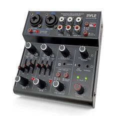 CH 1 CH 2 POWERED USB AUDIO MIXER BUILT IN ECHO EFFECT PYLE PAD43MXUBT
- MIC/LINE +48V PHANTOM CH 1.2 MIC LINE IN
- R 2.TK R MAIN MIX BT USB 2.TK AUX IN
- GAIN 570 HIGH LOW +75 PAN 7 L
- GAIN +3R MIGH LOW +15 PAN 175
- ECHO EFFECT MIN MAX
- PHONES AUX IN -15 15 - R PEAK .15 15 1 A PEAK
- LINE/USB/BT FROM TO LINE IN USD/OT MAIN MIX
- MIC TO CH2 PHONES L CLIP I R
- CH 10 0. CH 2 10 L0 10
- LINE/USB/BT BT / D 10 MAIN MIX
POWERED USB AUDIO MIXER BUILT IN ECHO EFFECT
PYLE PAD43MXUBT
- CH 1
- CH 2
- MIC/LINE
- PHANTOM
- +48V
- CH 1-2 MIC
- LINE