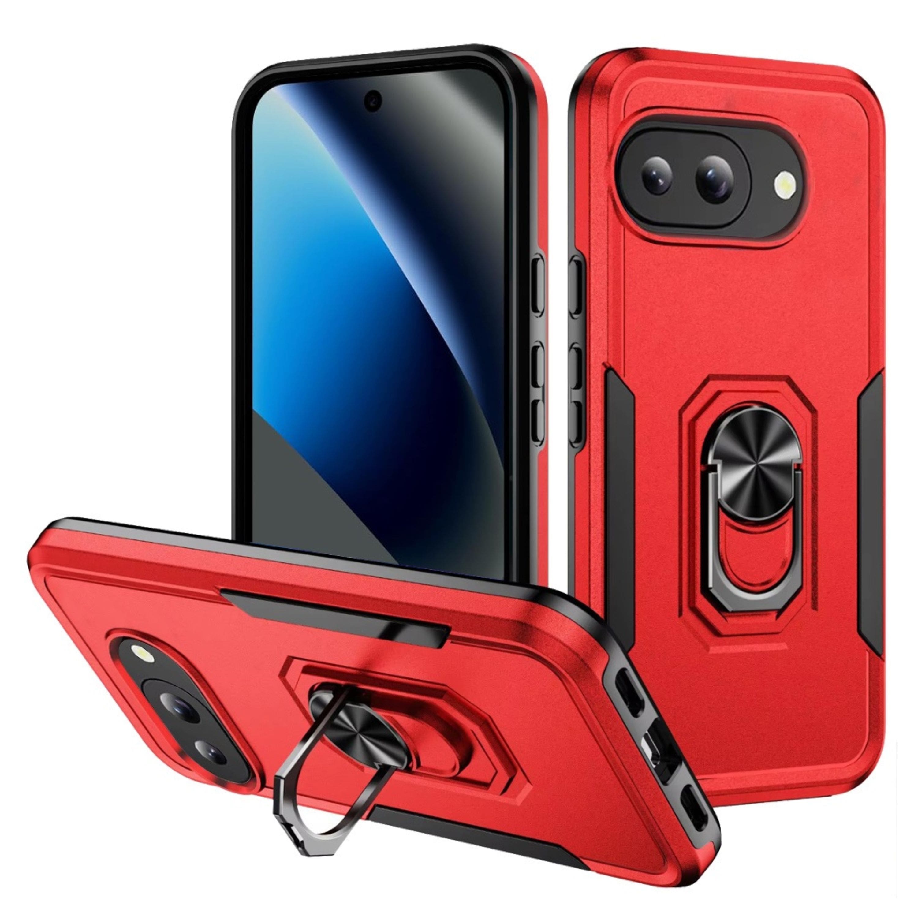 Kitcheniva - Fused Rugged Phone Case With Metal Ring Stand Tempered Glass For Google Pixel 10a - Red price history on PriceWatchPro