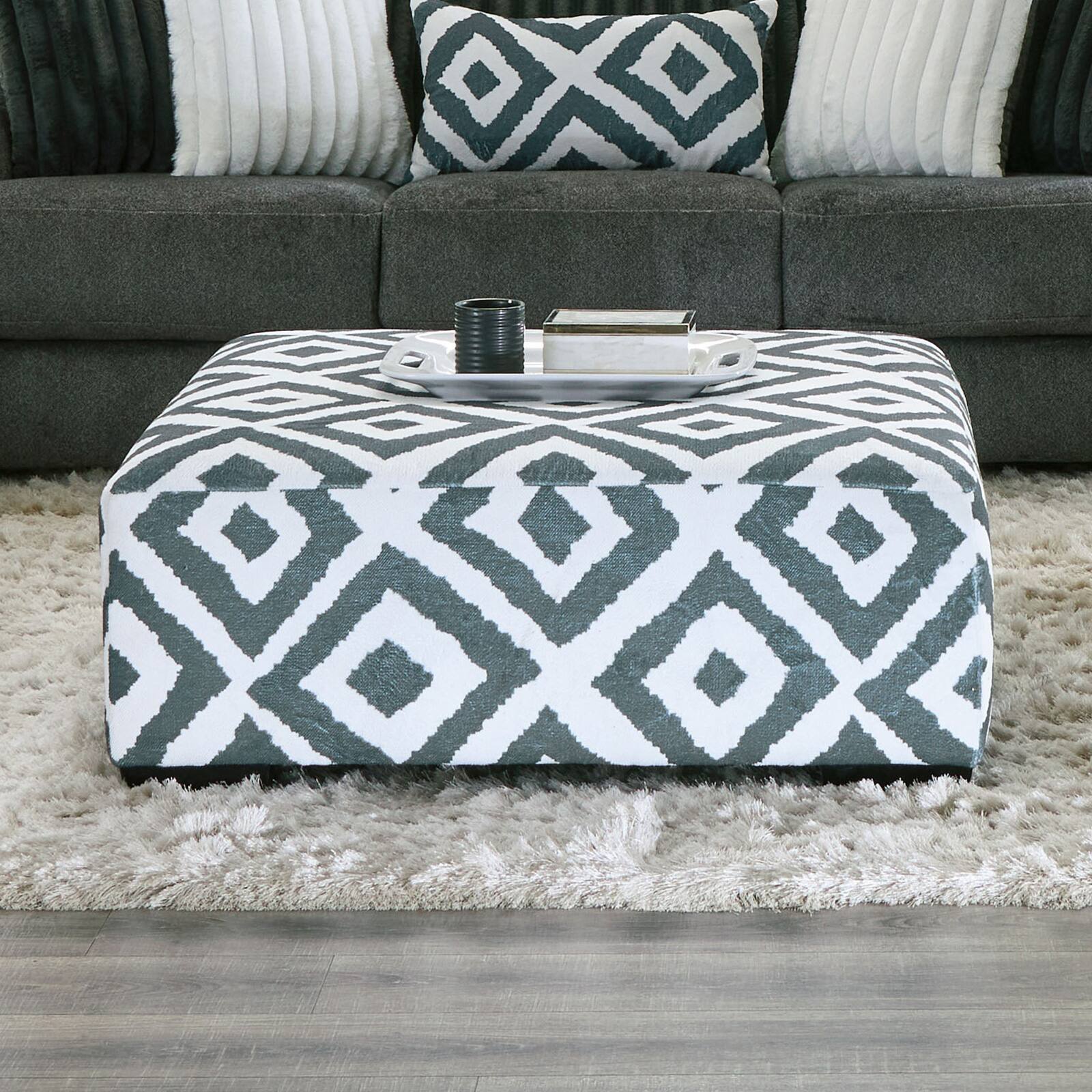 Front. Tiramisubest - Upholstery Ottoman Transitional Style With Wooden Legs Solid Wood Structure Gun Metal / Ivory - White.