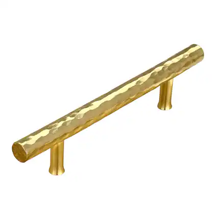 Front. Akicon - Akicon Solid Brass 3-3/4 Inch Hole Center Kitchen Cabinet Handles Drawer Pulls 5-Pack in Polished Gold - Polished Gold.