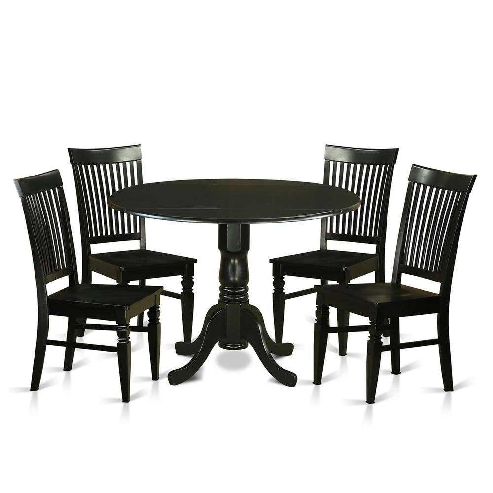 Back. East West Furniture - 5 PC small Kitchen Table set - Table and 4 Dining Chairs - Black.