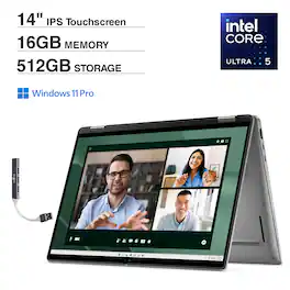 Dell - Latitude 7450 2-in-1 Laptop 14" Touch FHD+ Display (Intel Ultra 5-135U, 16GB LPDDR5X, 512GB SSD, Win 11 Pro) w/USB Hub - Smoke Gray