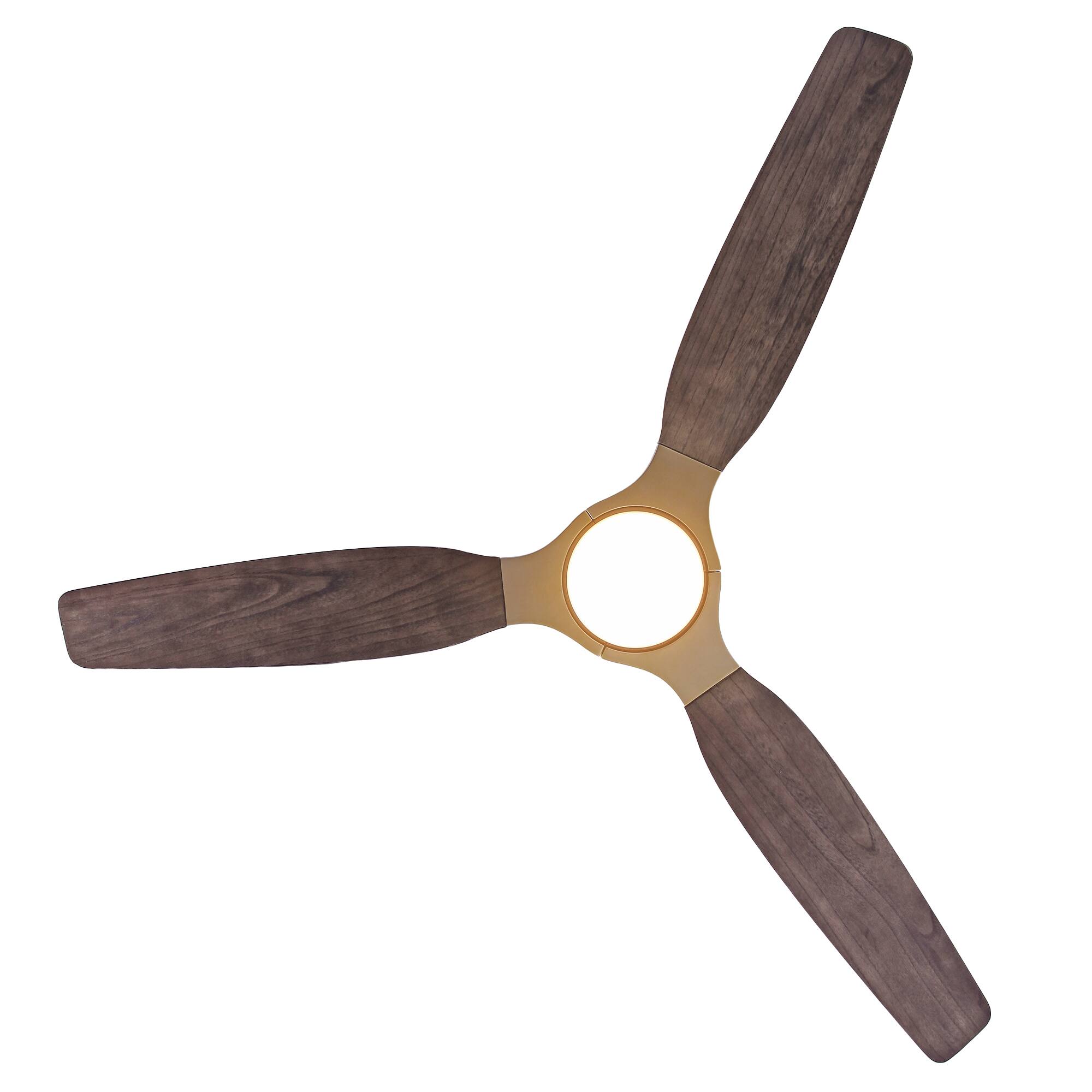 Alt View 7. Parrot Uncle - 56" Modern Solid Wood Diammable LED Gold Ceiling Fan with Remote and Light - Gold.