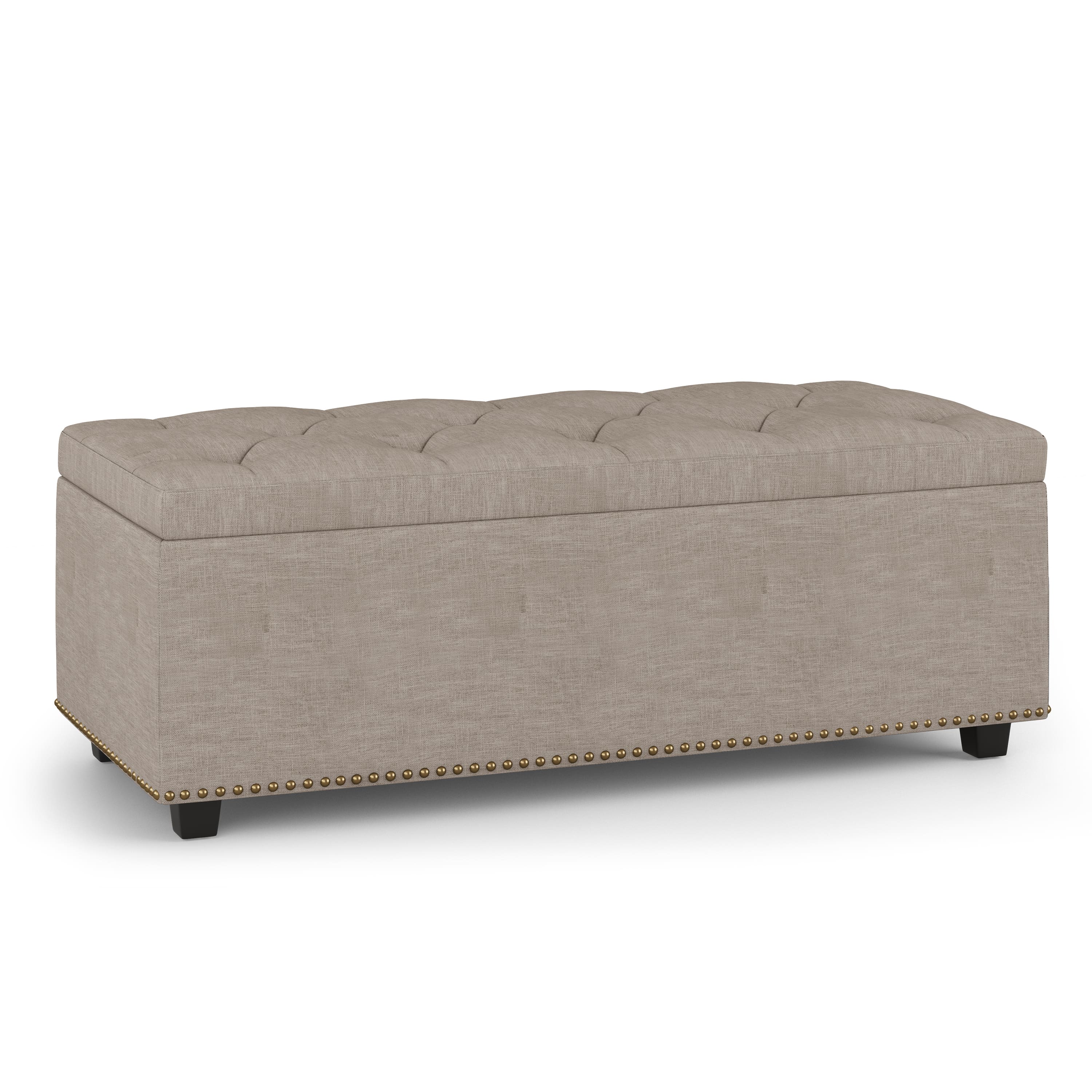 Front. Simpli Home - Hamilton Lift Top Rectangular Storage Ottoman - Natural.