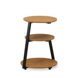 East West Furniture - Driscoll 3 Tier Night Stand for Bedrooms - Bedside Table in Powder Coating Black Color and Wood Laminate - Brown