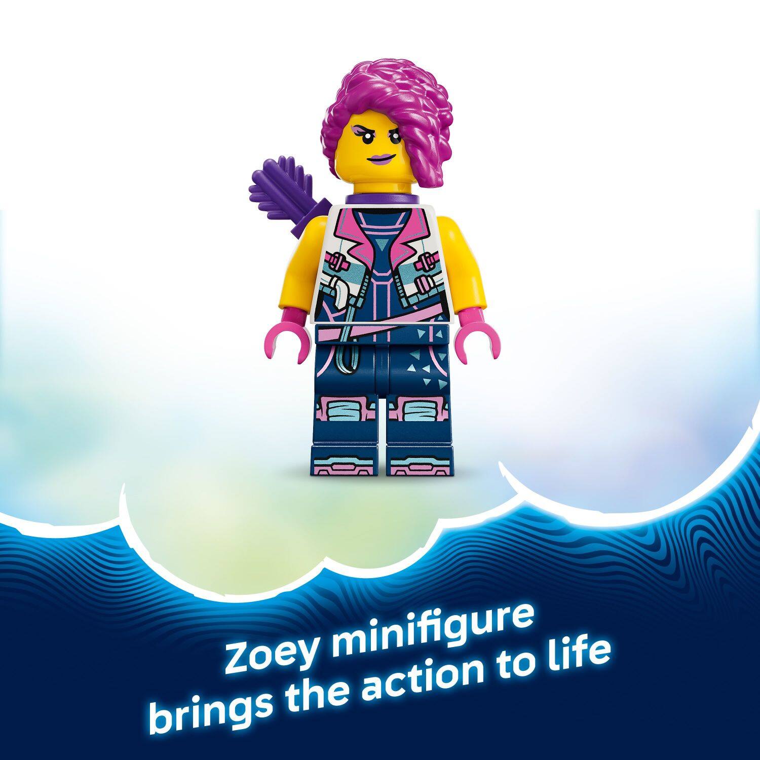 Zoey minifigure brings the action to life