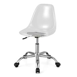 Costway - Swivel Acrylic Armless Office Chair with Adjustable Height - Clear