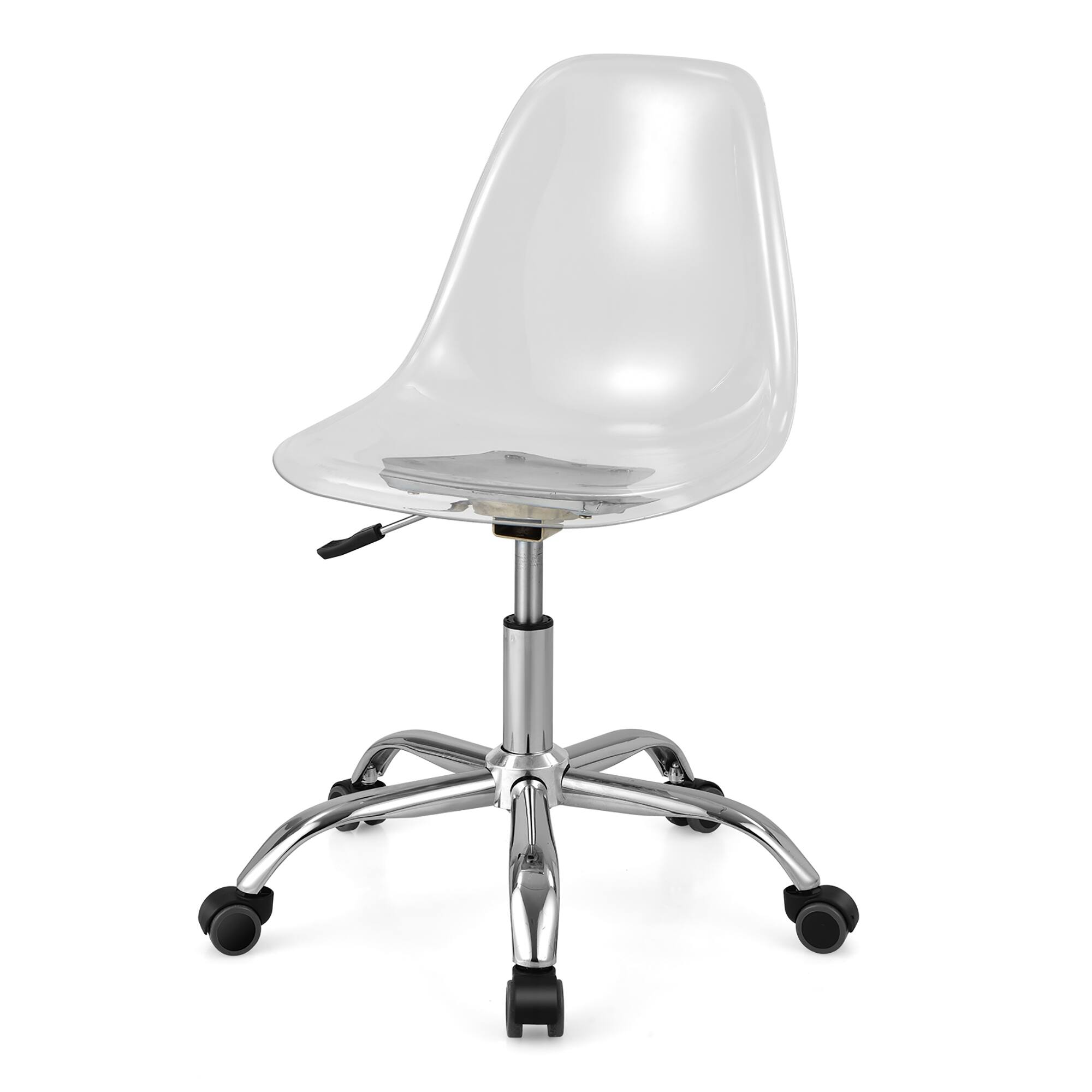 Front. Costway - Swivel Acrylic Armless Office Chair with Adjustable Height - Clear.