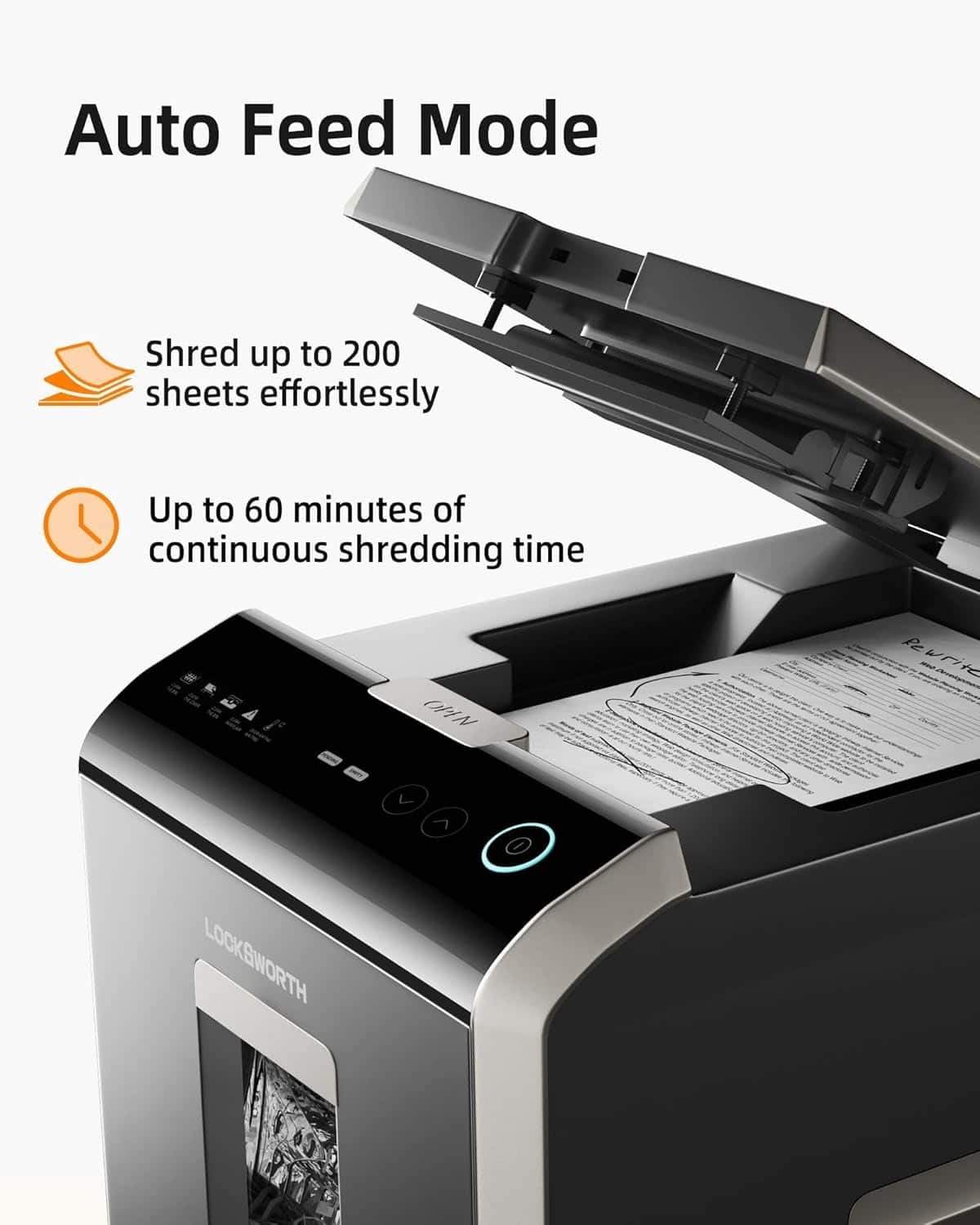 Locksworth 200 sheet Micro Cut Paper Shredder 8.5 Gallon Capacity