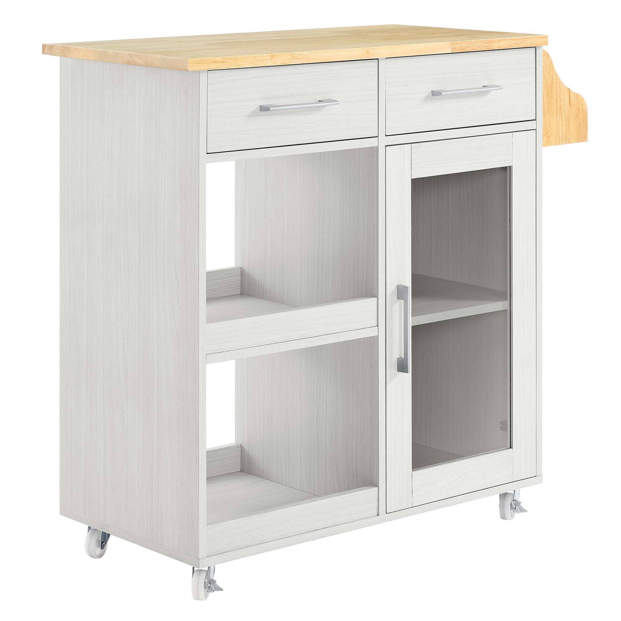 Angle. Modway - Culinary Kitchen Cart With Spice Rack by Modway - White Natural.