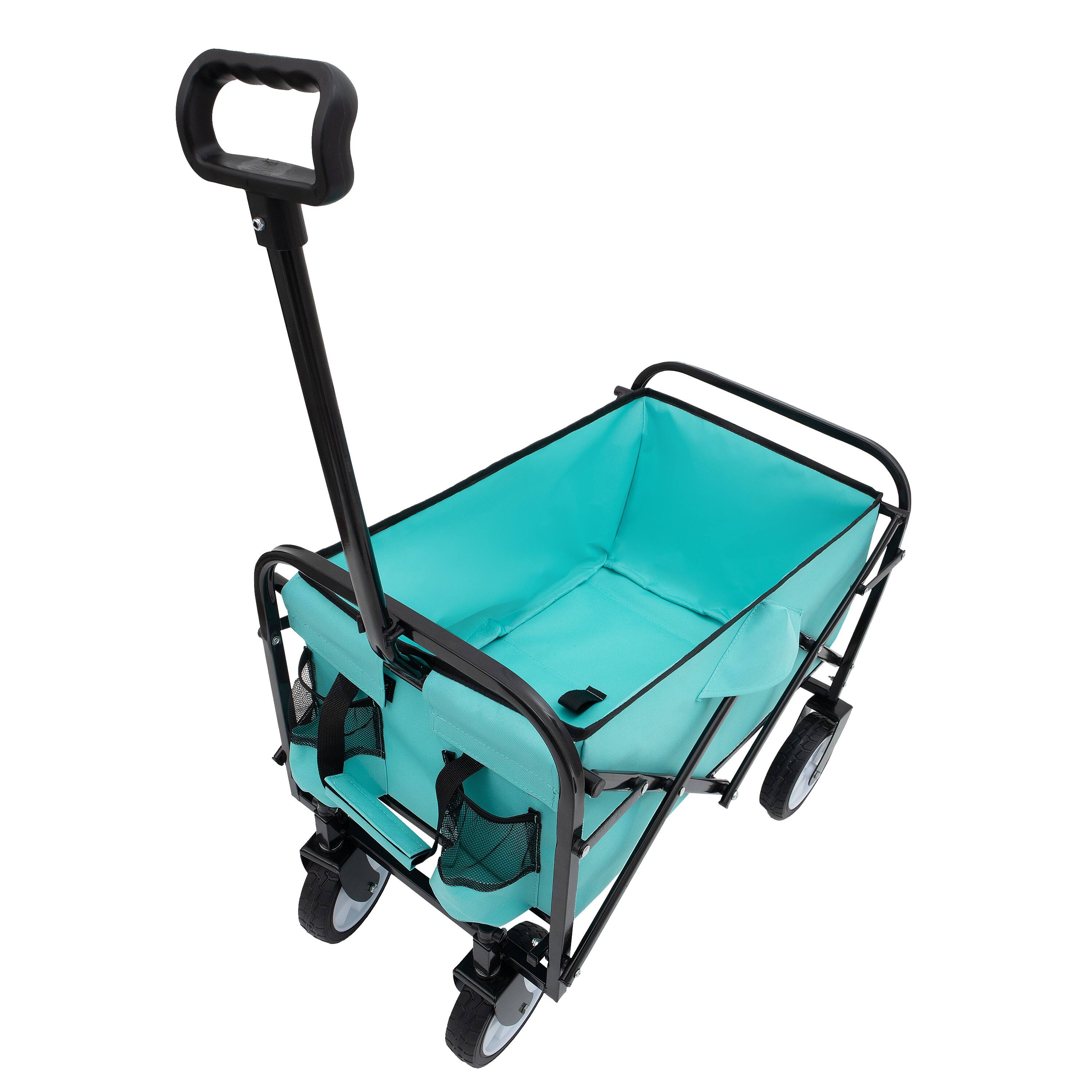 Alt View 5. Mondawe - Extendable Collapsible Wagon Utility Carts w/ 225LBS Capacity, 360° Wheels - Bright Blue.