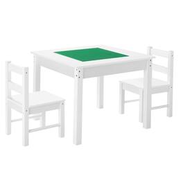 VEVOR - Kids Activity Table and 2 Chairs Set, Double-Sided Building Block Tabletop, Toddler Table and Chair Set - Wood color