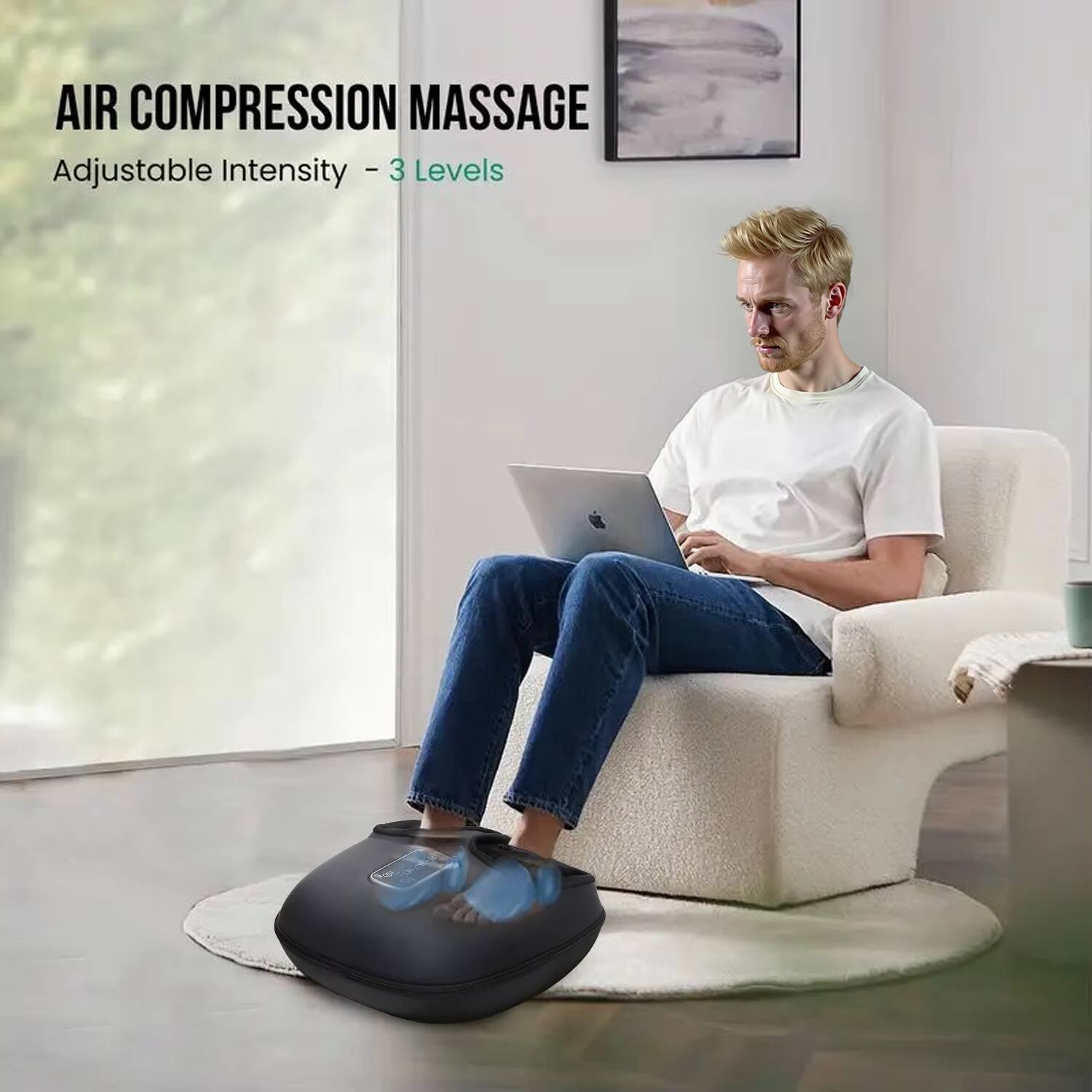 AIR COMPRESSION MASSAGE  
Adjustable Intensity - 3 Levels