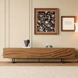 luck idea - 82.83" TV Stand with Metal Legs, 3 Drawers & Vent Holes, Wide Media Console for Living Room - Walnut Color