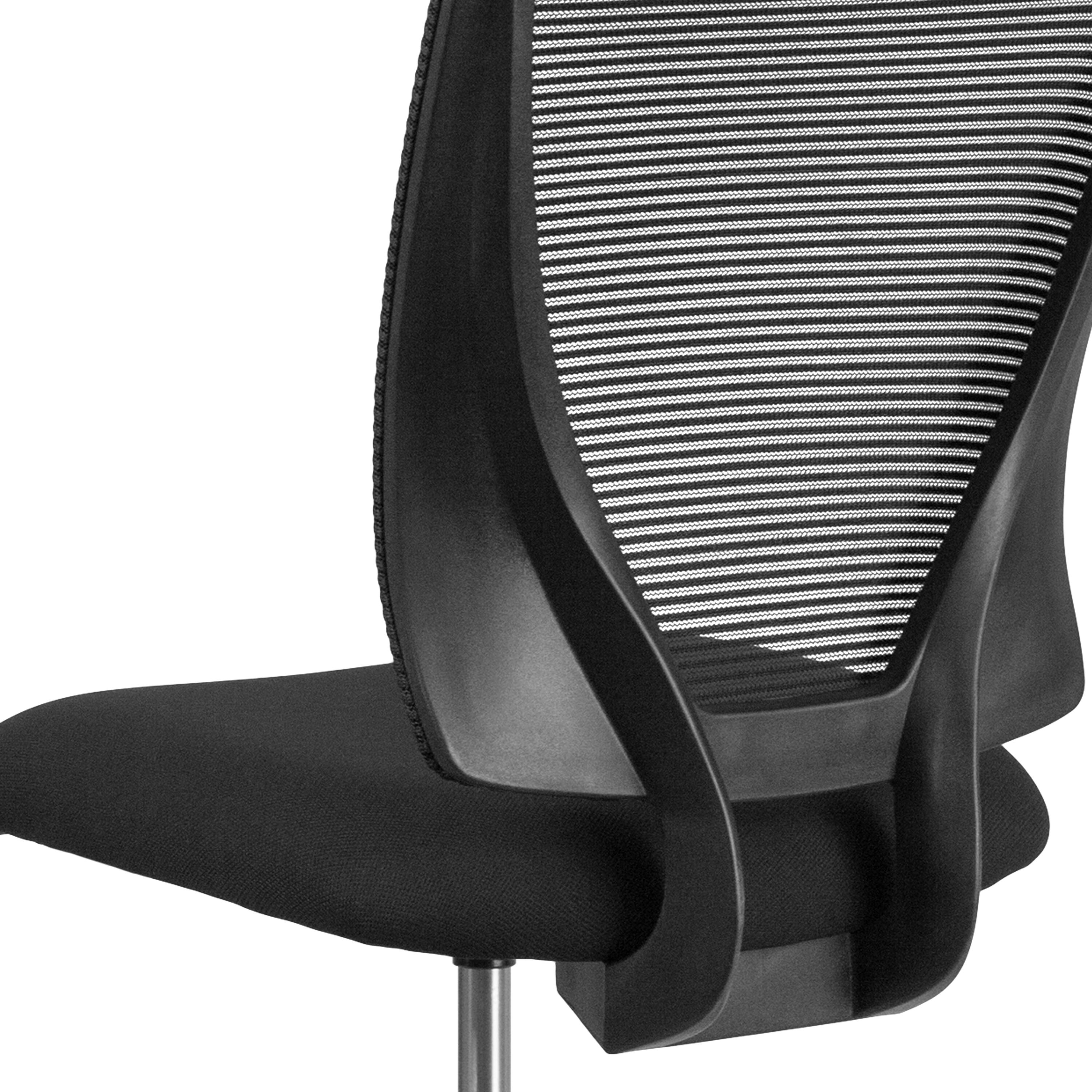 Alt View 8. Emma + Oliver - Ergonomic Mid-Back Mesh Drafting Chair with Fabric Seat and Adjustable Foot Ring - Black.