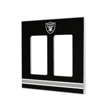 Front. Keyscaper - Las Vegas Raiders Stripe Double Rocker Light Switch Plate - Multicolor.