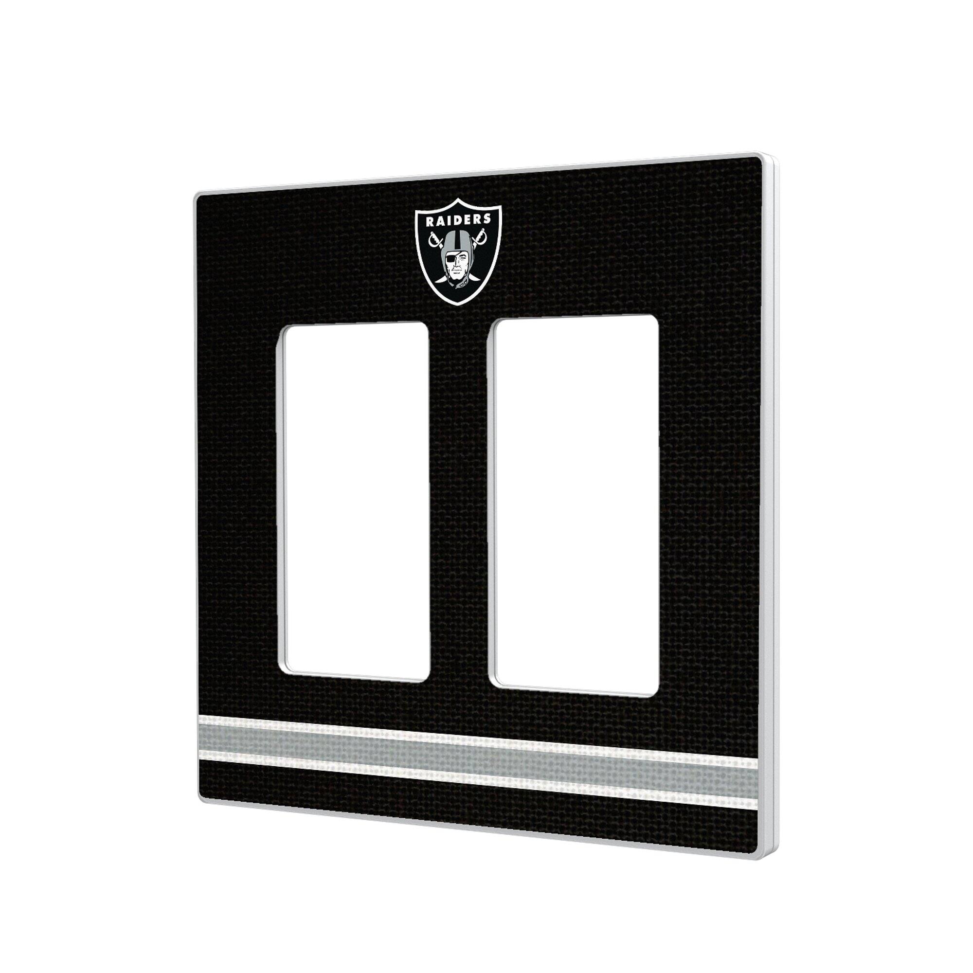 Front. Keyscaper - Las Vegas Raiders Stripe Double Rocker Light Switch Plate - Multicolor.