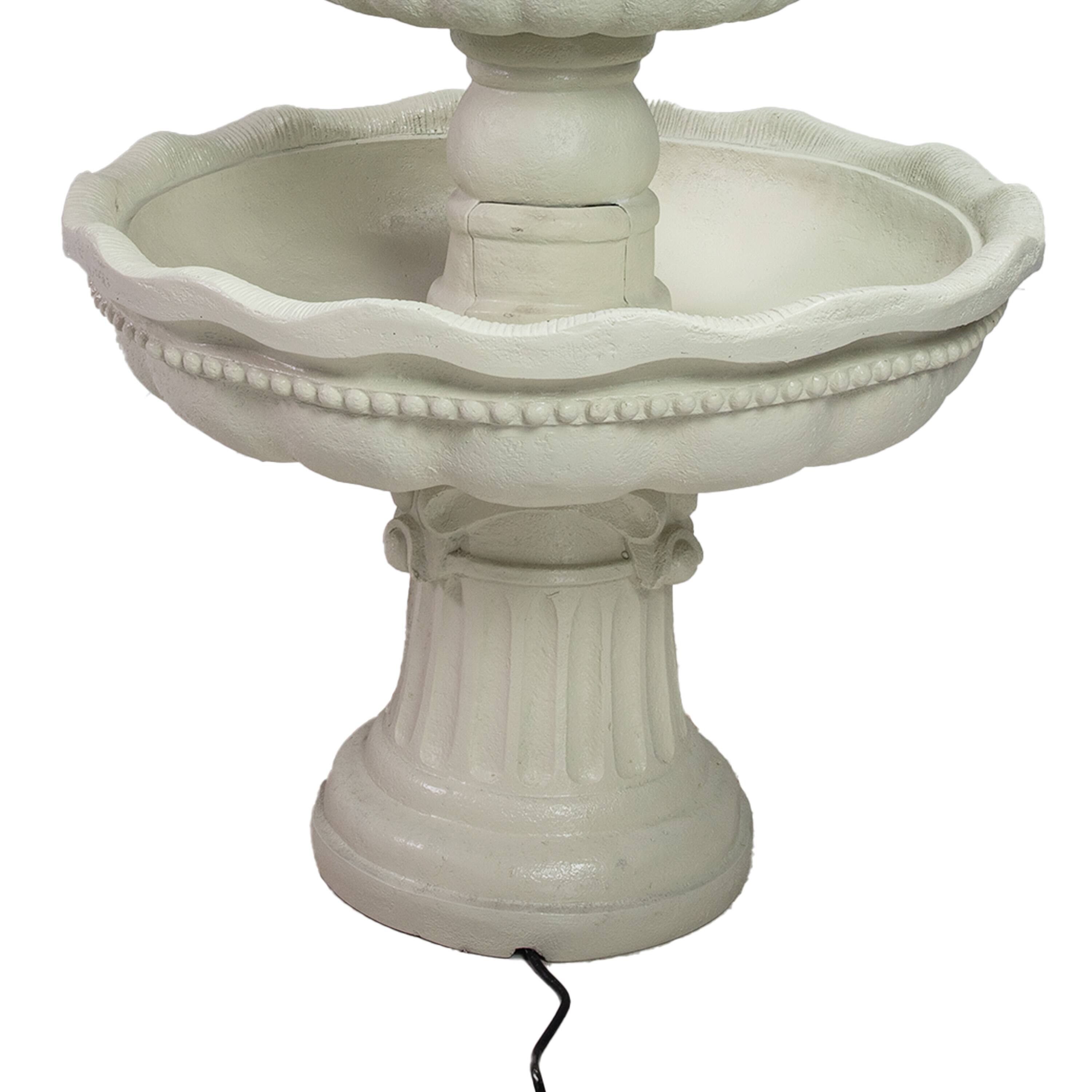 Alt View 10. Sunnydaze - 51" 3-Tier Large Outdoor Water Fountain, Pineapple Top, Off White - White.