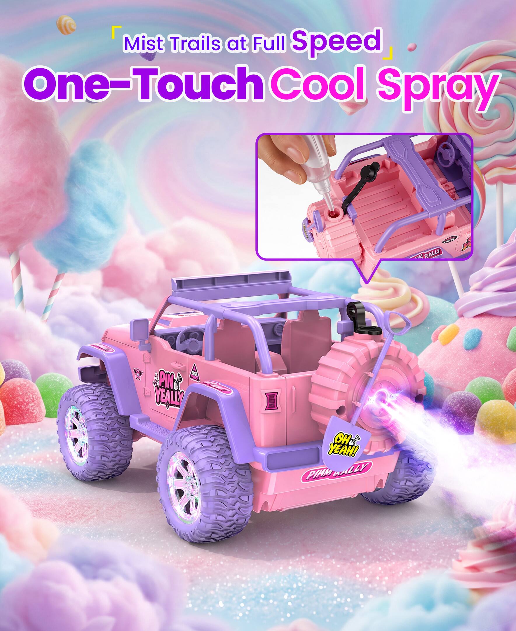 Mist Trails at Full Speed One-Touch Cool Spray

Colance IK RALLY

PIN'S

OH YEAH! PIHM KALLY