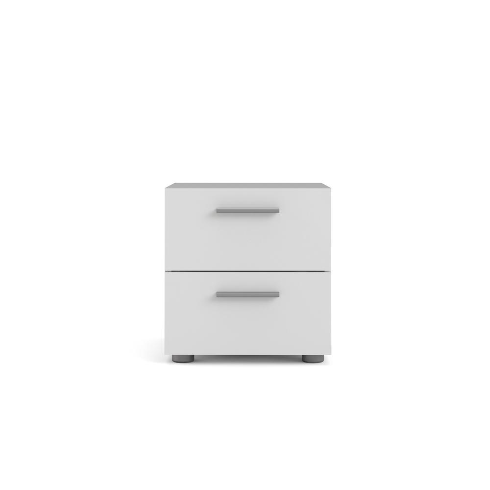 Left. FurniFact - Modern White 2 Drawer Nightstand - Stylish Bedroom Nightstand with Drawers - White.