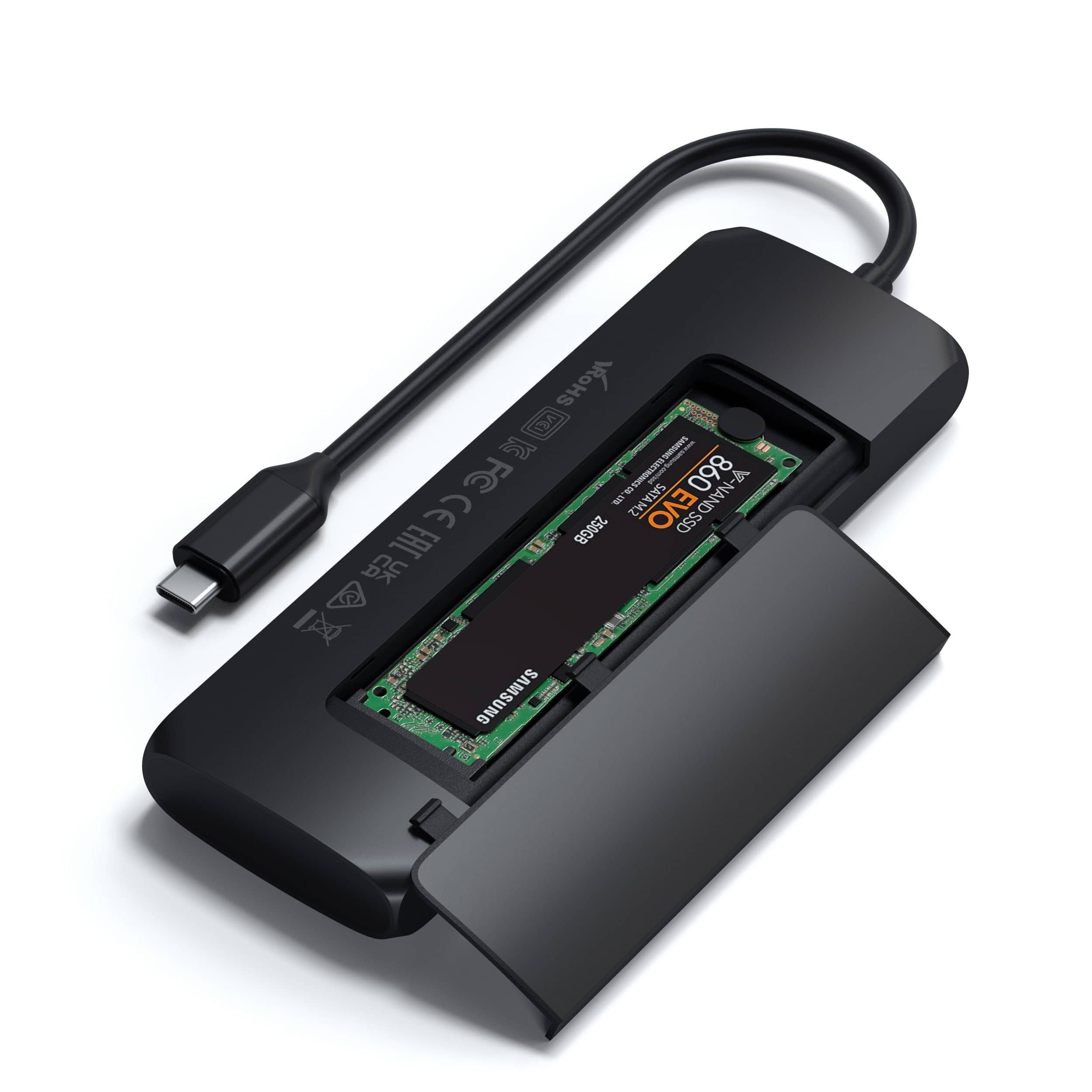 Satechi USB C Hub Multiport Adapter with M.2 SATA SSD Enclosure 4K