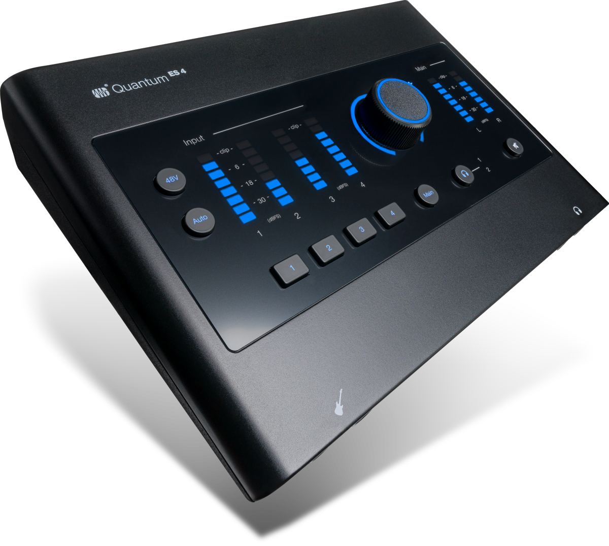 Quantum 4 is a device that features a control panel with various buttons and knobs. It is designed for input purposes and has a 48V auto dip function, which allows for 9, 18, or 30 dips to be selected. The device also has a main control panel with several buttons, including one for channel 1 and another for channel 2. The Quantum 4 is a versatile tool for managing audio and video inputs.