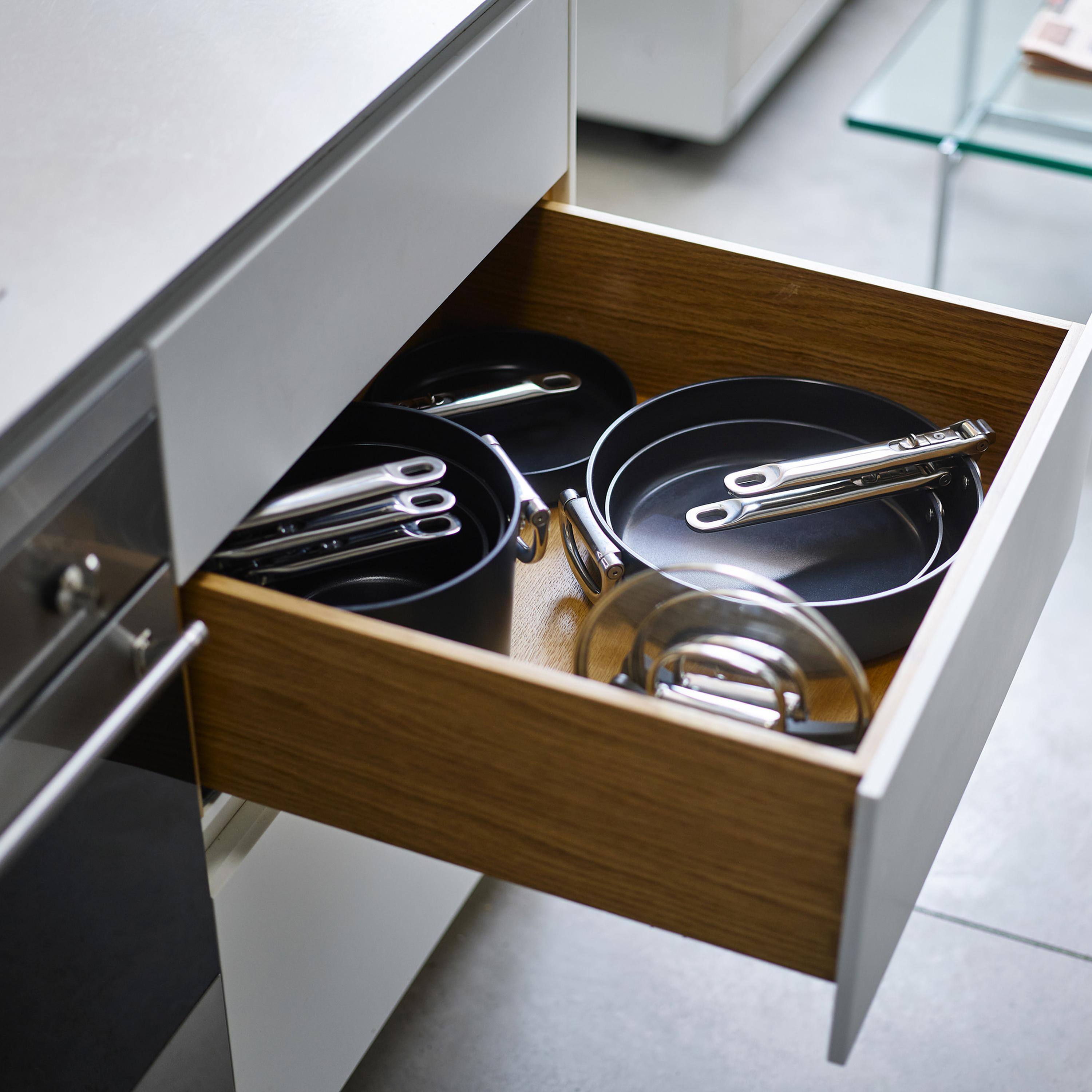 Alt View 5. Joseph Joseph - Space Ceramic Non-stick 12" Frying Pan with Folding Handle - Blue.