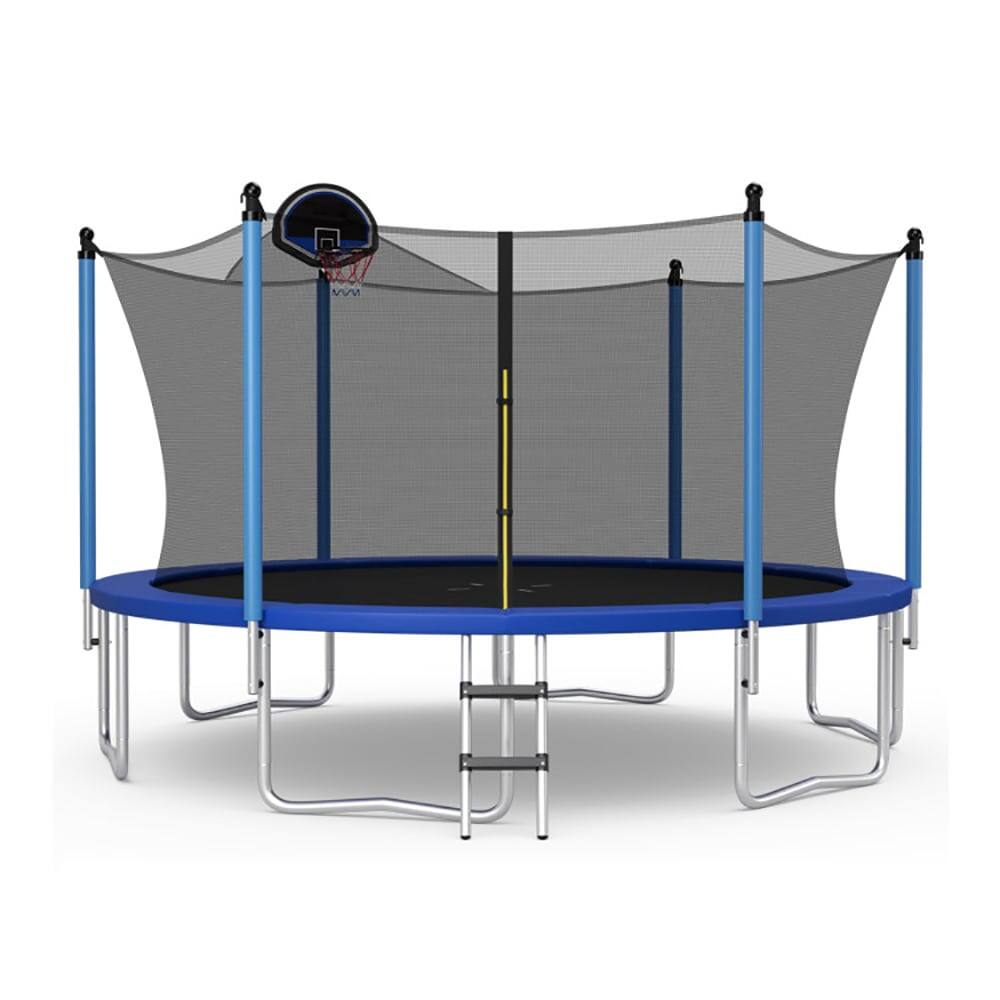 Alt View 5. Pefilos - Outdoor Recreational Trampoline with Ladder and Enclosure Net, 12 ft Bounce Trampoline for Outdoor as Garden, Park - Black.