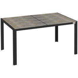 Outsunny - Outdoor Dining Table for 6 People, Aluminum Rectangular Patio Table with Faux Wood Tabletop for Backyard - Gray
