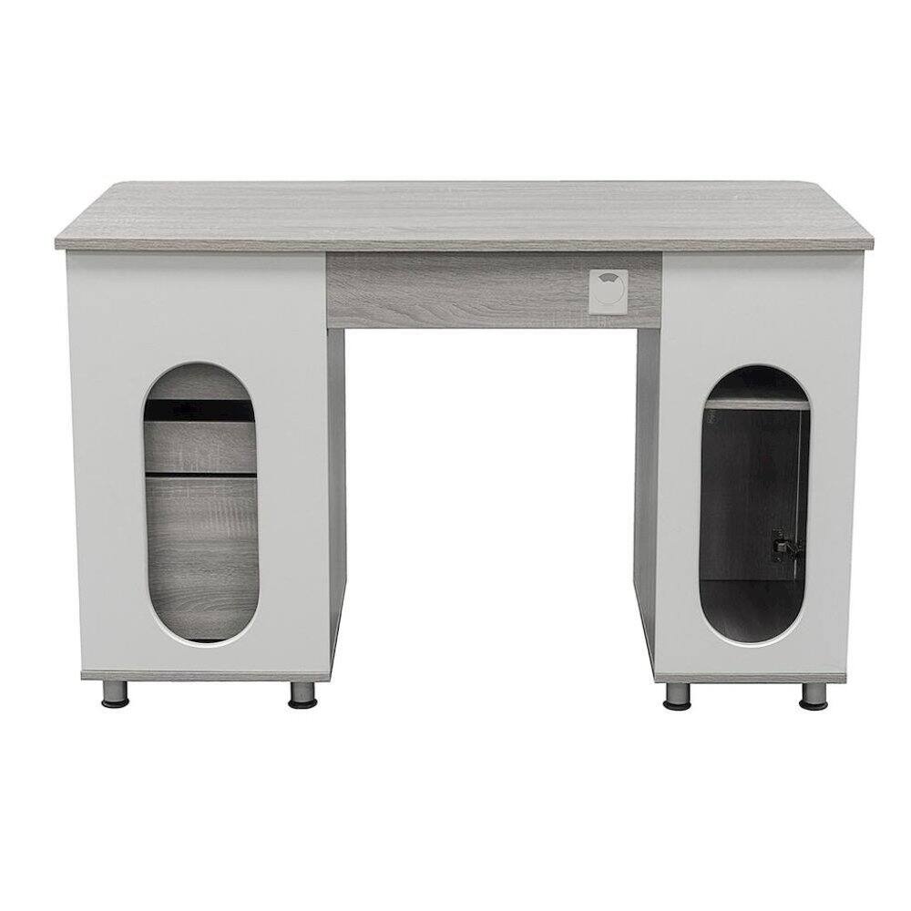 Alt View 2. FurniFact - Gray Home Office Desk with Storage 2 Drawers - Gray.