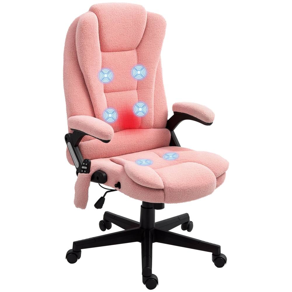 Alt View 7. Loheer - Loheer Pink Massage Office Chair Heated Executive Velvet Desk Chair - Pink.