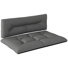 Outsunny - 2 Seater Pallet Cushions Outdoor 3.9" Thick Replacement Cushions - Tufted Design for Garden - Black and Dark Gray