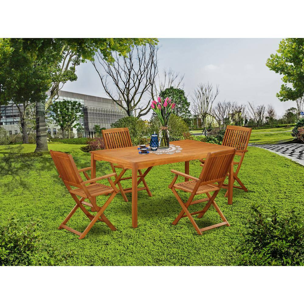 Back. East West Furniture - Wooden Patio Set Natural Oil - Brown.