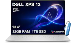 Dell - Upgraded - XPS 13 - Copilot+ PC - 13.4" WUXGA Laptop - Snapdragon X Elite X1E-80-100 2024 - 32GB RAM - 1TB Storage - Win11Pro - Platinum