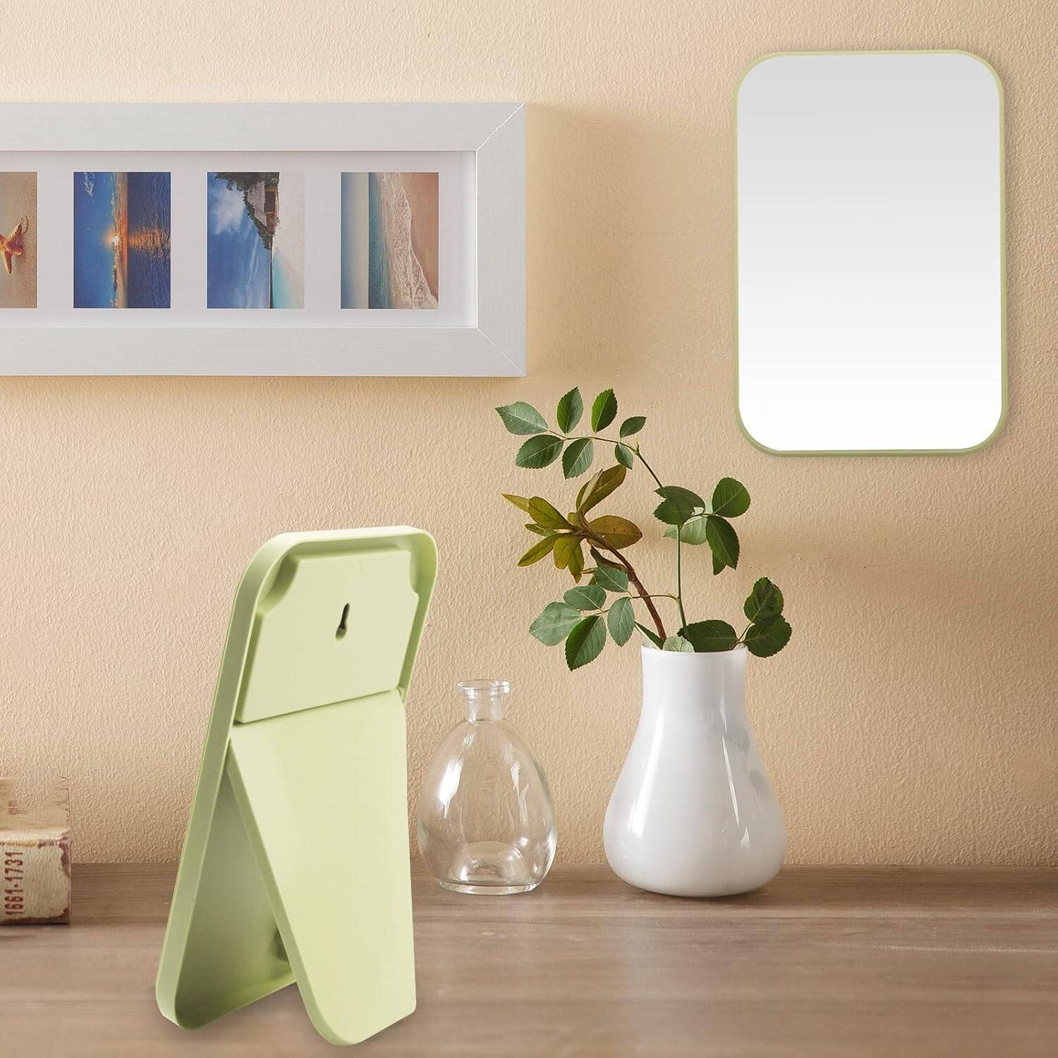 Alt View 1. Pacoar Cade - Inch Desktop Makeup Mirror Princess Table Desk Wall Hanging Dual Purpose Square Makeup Mirror Glass - Khaki.