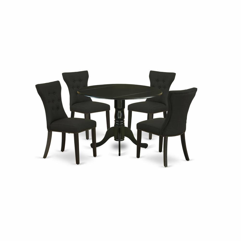 Angle. East West Furniture - Dining Room Set Black - Brown.