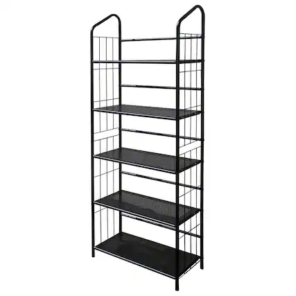 Front. SlickBlue - Sturdy 5-Tier Bookcase Storage Rack for Living Room - Black.
