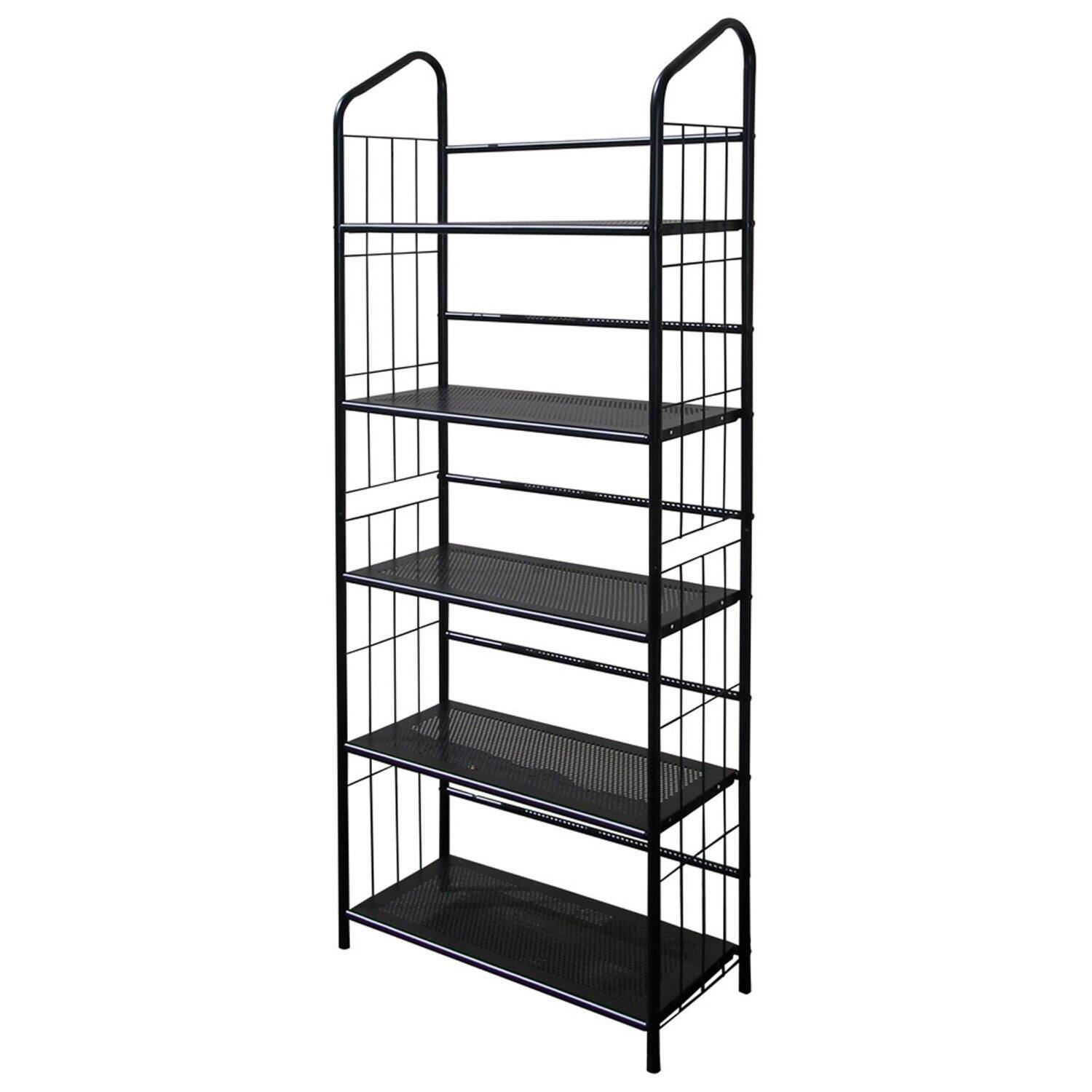 Front. SlickBlue - Sturdy 5-Tier Bookcase Storage Rack for Living Room - Black.