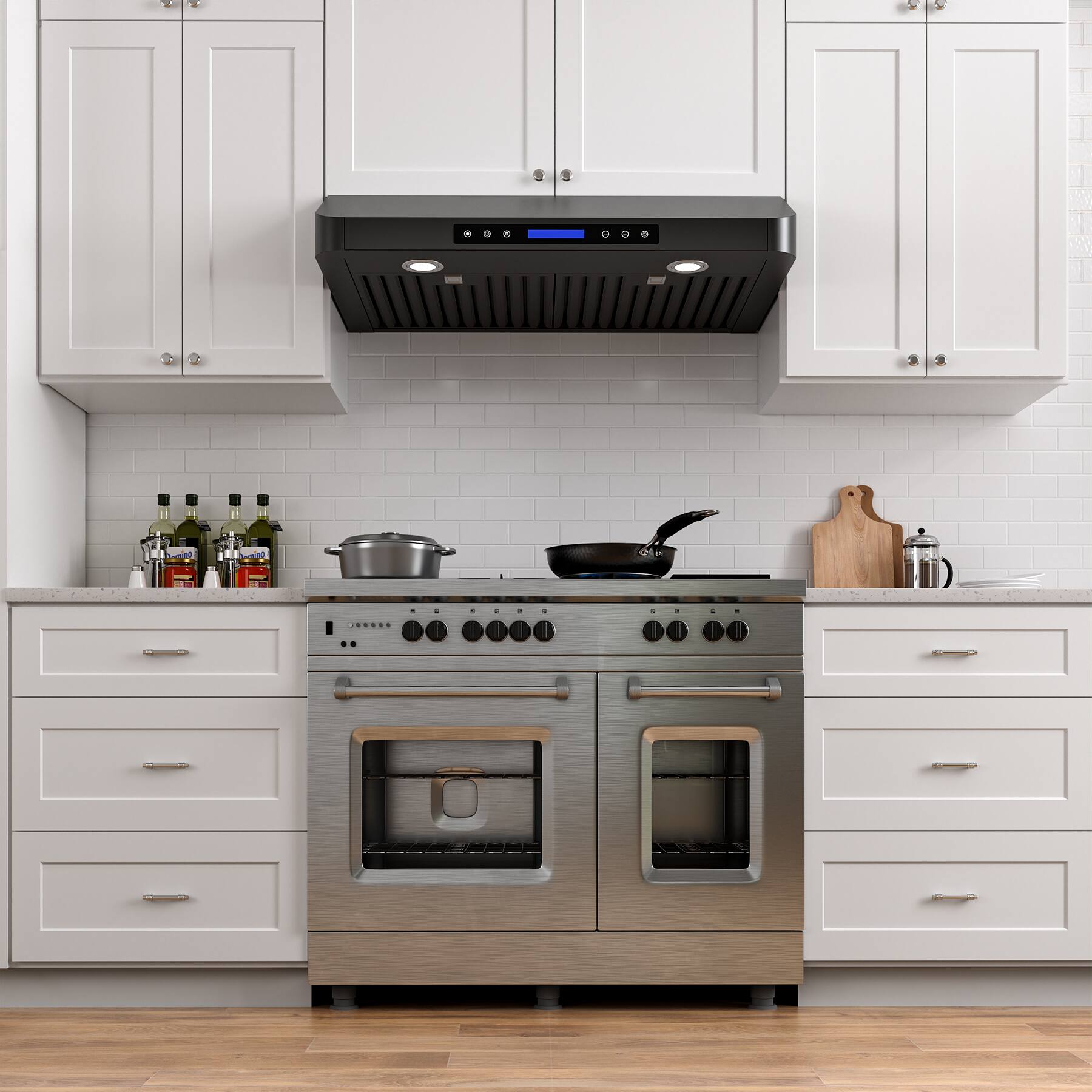 Alt View 1. Onefly - 30 inches - Ducted - Under Cabinet Range Hood - Black Stainless Steel.