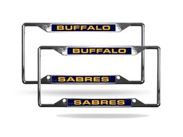 Rico Industries - Buffalo Sabres NHL (Set of 2) All Corner EZ View Chrome Metal Laser Cut License Plate Frames - Multi