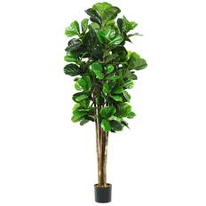 Front. Gymax - Gymax 6-Feet Artificial Fiddle Leaf Fig Tree Indoor-Outdoor Home Decorative Planter - Green.