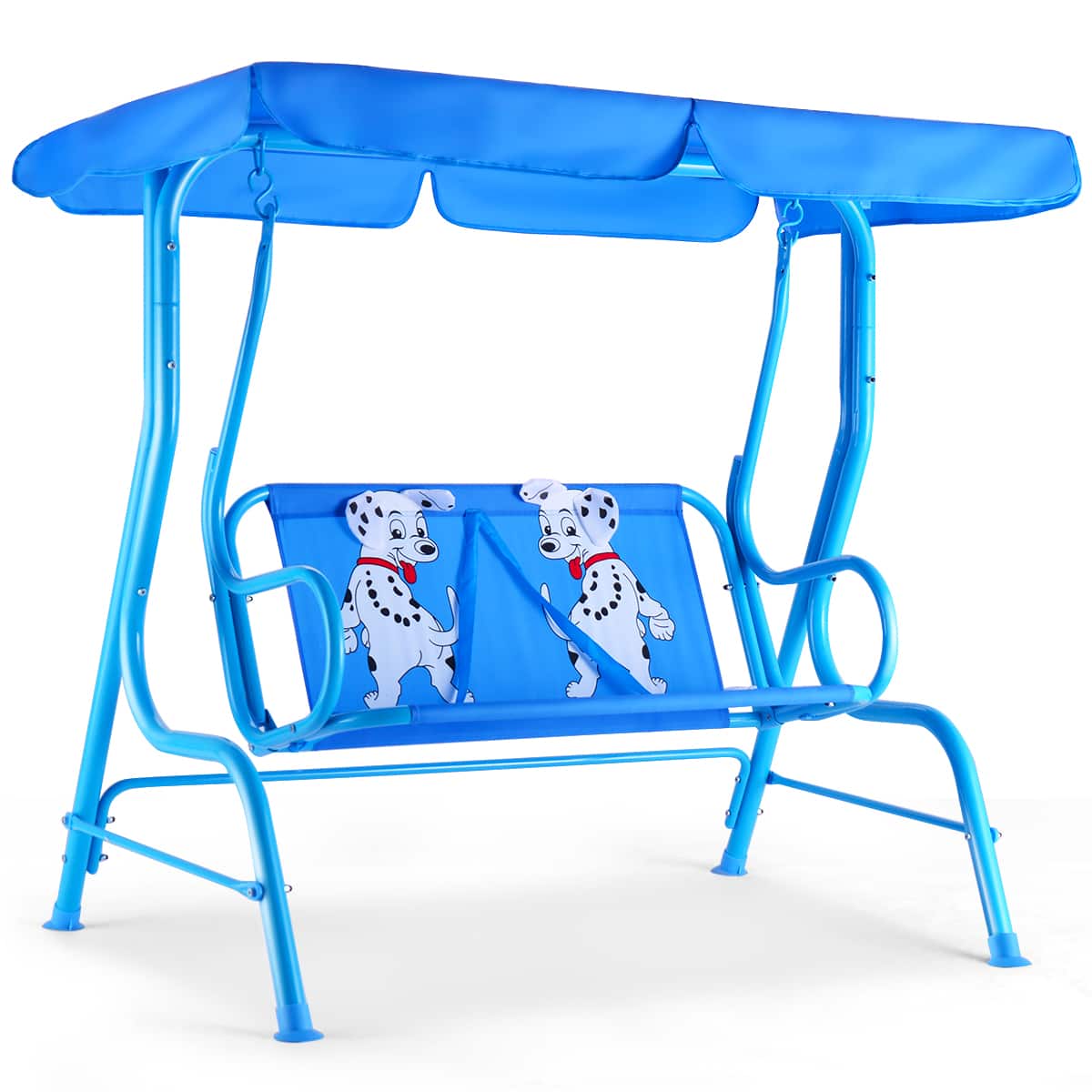 Costway - Kids Patio Swing Chair Children Porch Bench Canopy 2 Person Yard Furniture - Blue