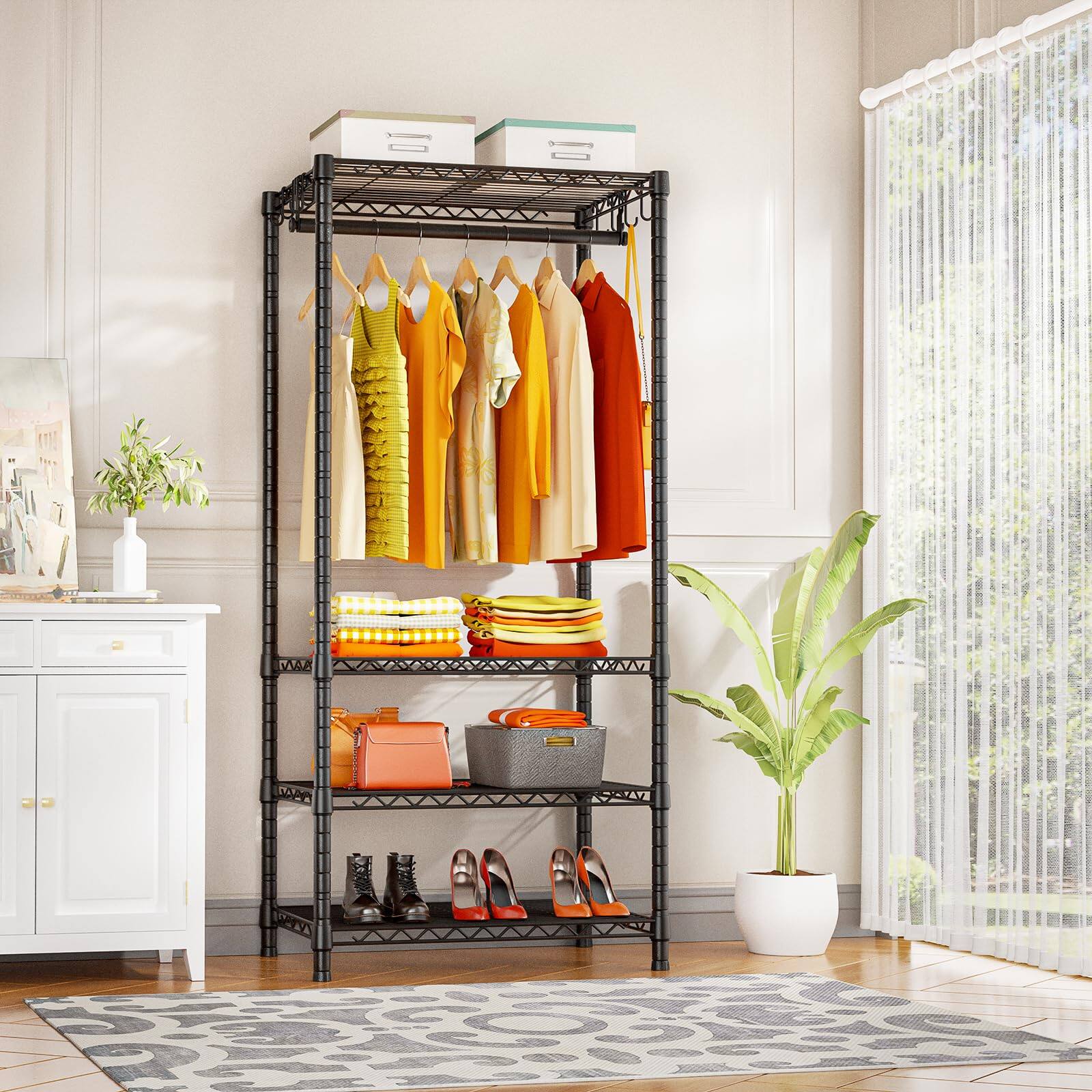 Alt View 1. Hirose Alice - Ulif H4 Mini Closet  4 Tiers Freestanding Clothing Garment Rack for Space  Metal Clothes Wardrobe System for - White H2.