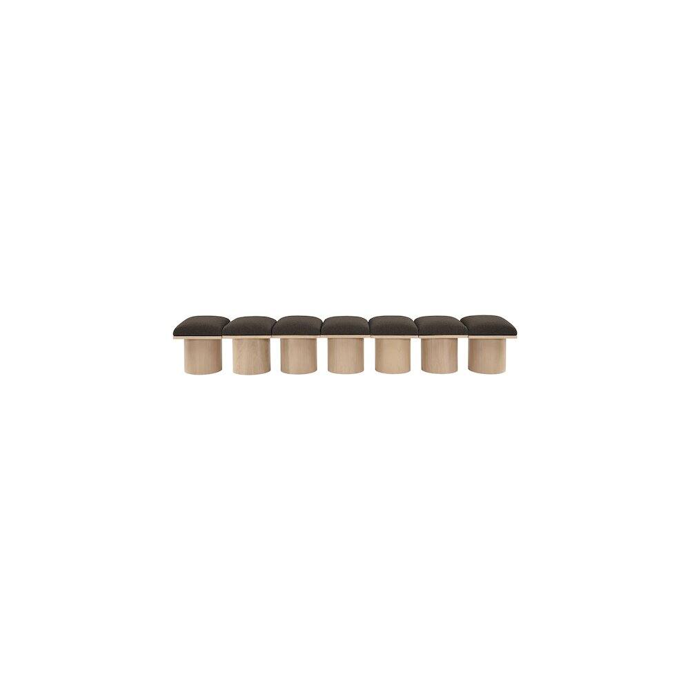 Alt View 1. Meridian Furniture - Pavilion Brown Boucle Fabric Bench - Brown.