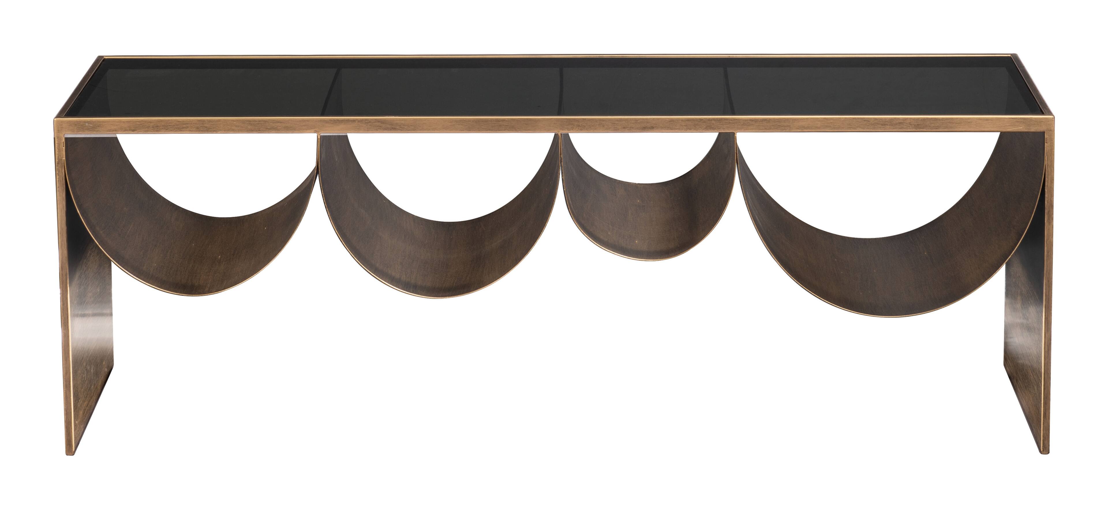 Alt View 1. Hivvago - Reed Coffee Table Brass & Black - Brass & Black.